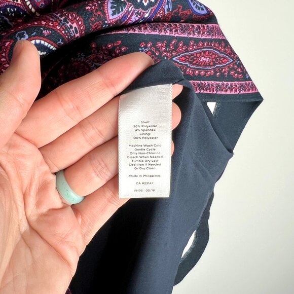 Talbots Paisley Print Pencil Skirt Purple Preppy Teacher Fall Knee Length Sz 12 - Picture 4 of 5